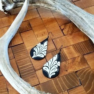 *SOLD* Handmade Leather Teardrop Earrings